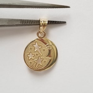 5/8" Estate 10k Yellow Gold Moon Star Stars Pendant Charm Earth G179