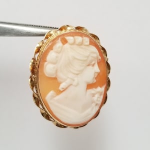 1" Estate 14k Yellow Rose Gold Cameo Pendant Pin Charm Shell Victorian Vintage RY191-0