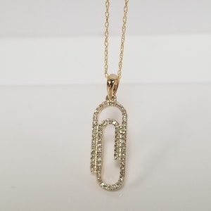 70 Diamonds 18" Estate 14k Yellow or White Gold .30ct Diamond Paper Clip Pendant Fancy Link Curb .50mm Necklace Chain BC33-02