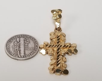 2 3//8/" Patriarchal Cross Virgin Mary Pendant 14K Yellow Gold Clad Silver 925