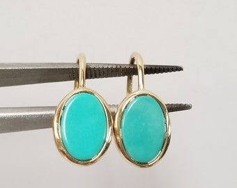 Gorgeous Old stock Italian Sleeping Beauty 11MM Round Turquoise Hoops 14K Gold Sterling  Vermil