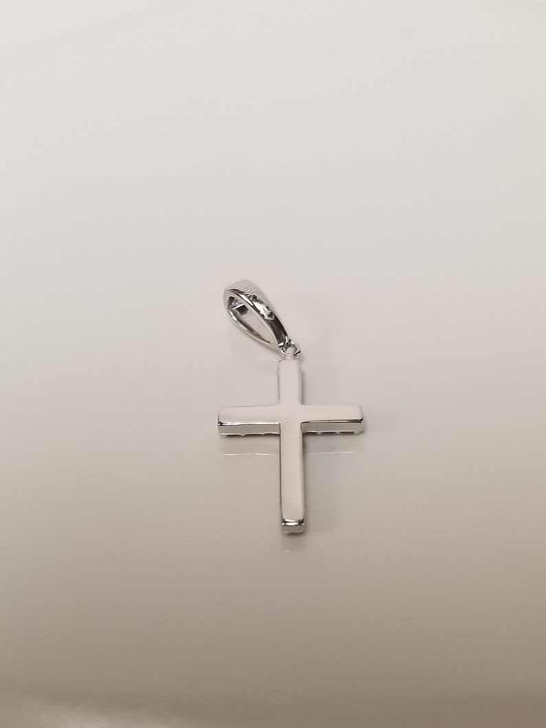 3/4 Estate 10k White Gold .075ct Diamond Cross Pendant Anniversary Birthday Baptism BC19-02 image 8