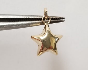 1/2" Estate 14k Yellow Gold Puffed STAR Charm Pendant Puff G391