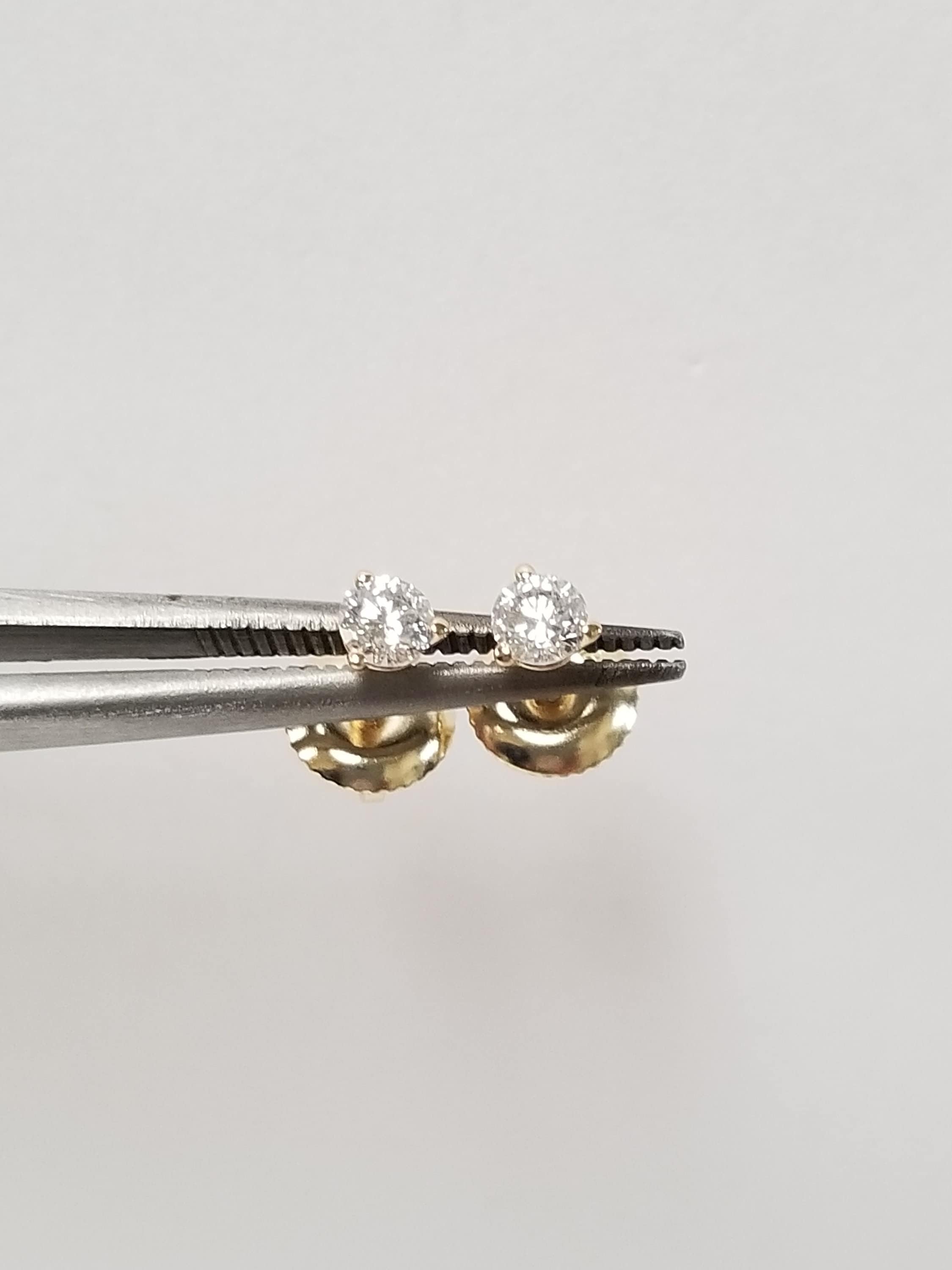 Verkauf 3,6 Mm Objekt Neue 14k Gelbgold Natürliche .25ct Diamant Martini Ohrstecker Schraube Post Sichert G373