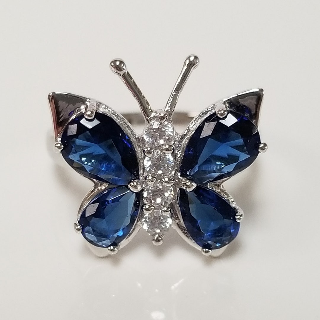 Sale Estate Sterling Silver 925 Sapphire Ocean Blue Cz Diamond