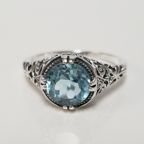 Classic Vintage Blue Zirconia Ring main image 0