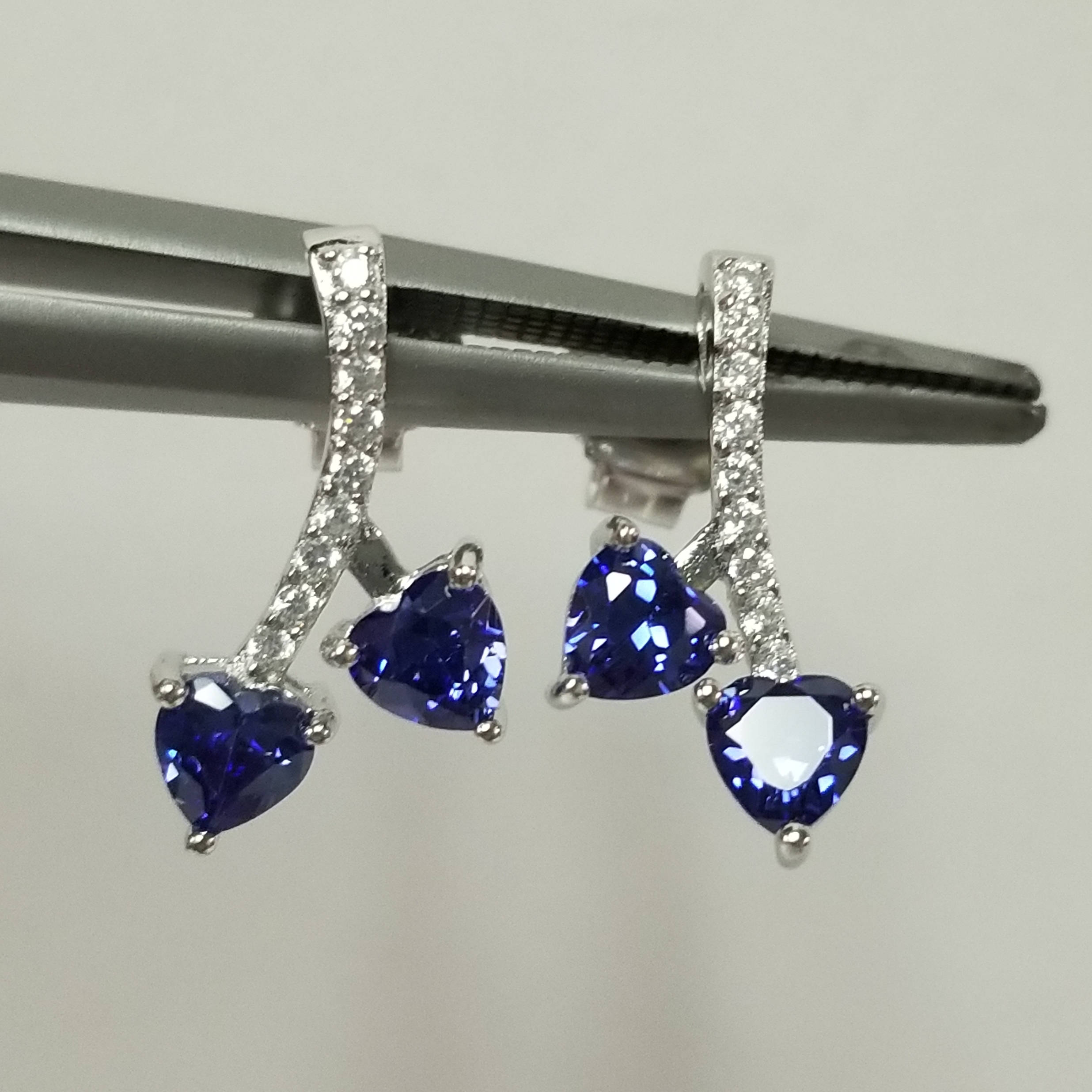 Estate Sterling Silver 925 Tanzanite Heart Cz Diamond