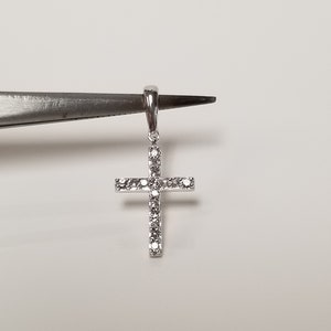 3/4 Estate 10k White Gold .075ct Diamond Cross Pendant Anniversary Birthday Baptism BC19-02 image 4