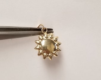 5/8" Estate 14k Yellow Gold Sun Sunshine Puff Pendant Charm G419