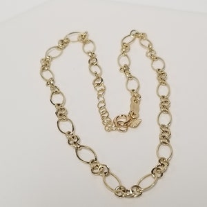 9 or 10" Estate 14k 585 Yellow Gold 2mm to 3mm Fancy Oval Round Links Bracelet or Anklet Chain 7" 8" 9" G445