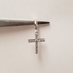 3/4 Estate 10k White Gold .075ct Diamond Cross Pendant Anniversary Birthday Baptism BC19-02 image 5