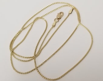 Sale 18" or  20" Estate 10k Yellow Gold Wheat Spiga Link .80mm Necklace Chain 19" Lobster Clasp G563