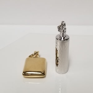 5,0 Gramm 1,5 &quot;Estate New 925 Silber Sterling Gold Tone Asche Halter Anhänger oder Charm Flasche Flasche WAHL G217