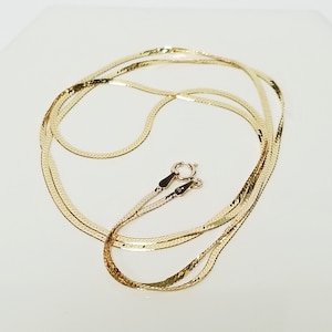 Sale 16&quot; or 18&quot; Sale 14k Yellow Gold Necklace 1.5mm Chain Herringbone Dapped Bar Snake Clasp GC47