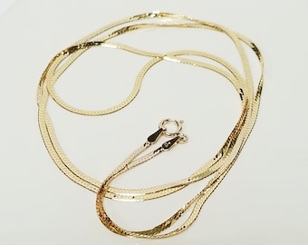 Sale 16&quot; or 18&quot; Sale 14k Yellow Gold Necklace 1.5mm Chain Herringbone Dapped Bar Snake Clasp GC47