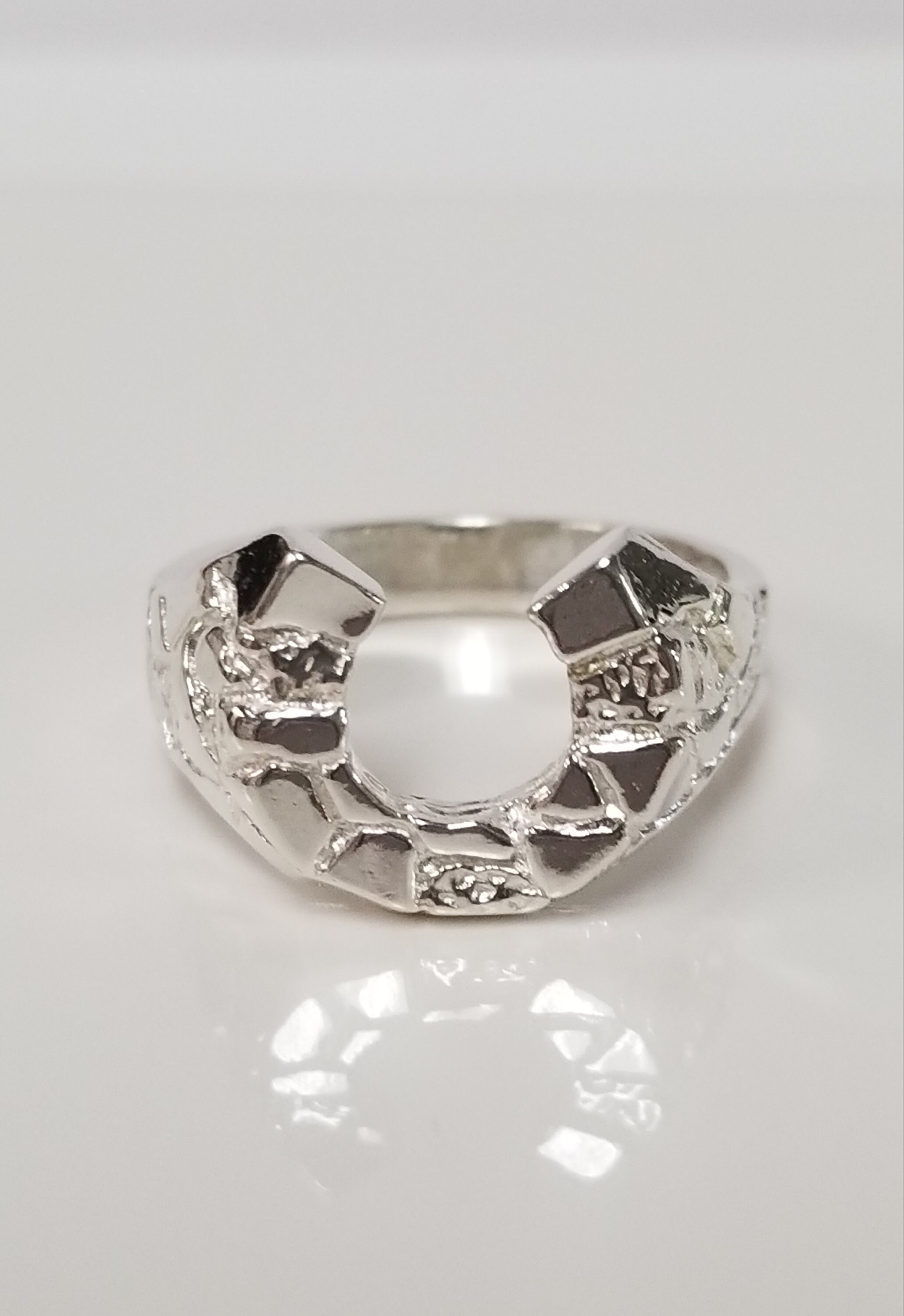 Size 9 or 10 Sterling Silver 925 Horseshoe Horse Lucky Nugget Ring