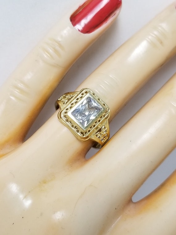 Ring Size 7.25 Estate 10k Yellow Gold CZ Diamond … - image 2