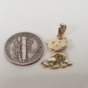 3/4&quot; Estate 14k Yellow Gold Cat Felix Pendant Charm Moveable  G119