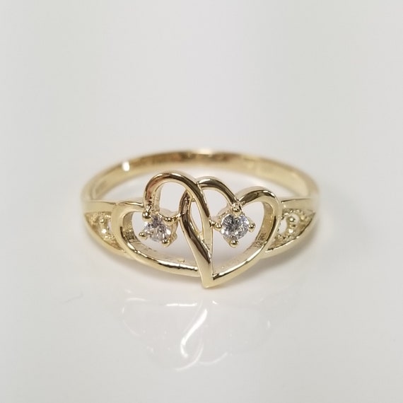 10k Gold Double Heart CZ Filigree Ring 10k Gold Double Heart CZ Filigree Ring