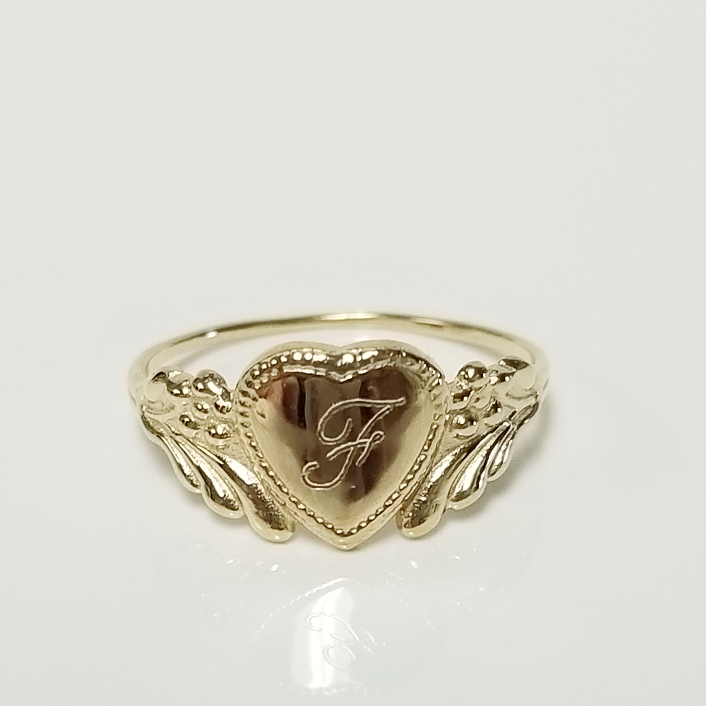 F Size 3 Estate 14k Yellow Gold Monogram Cursive Initial F