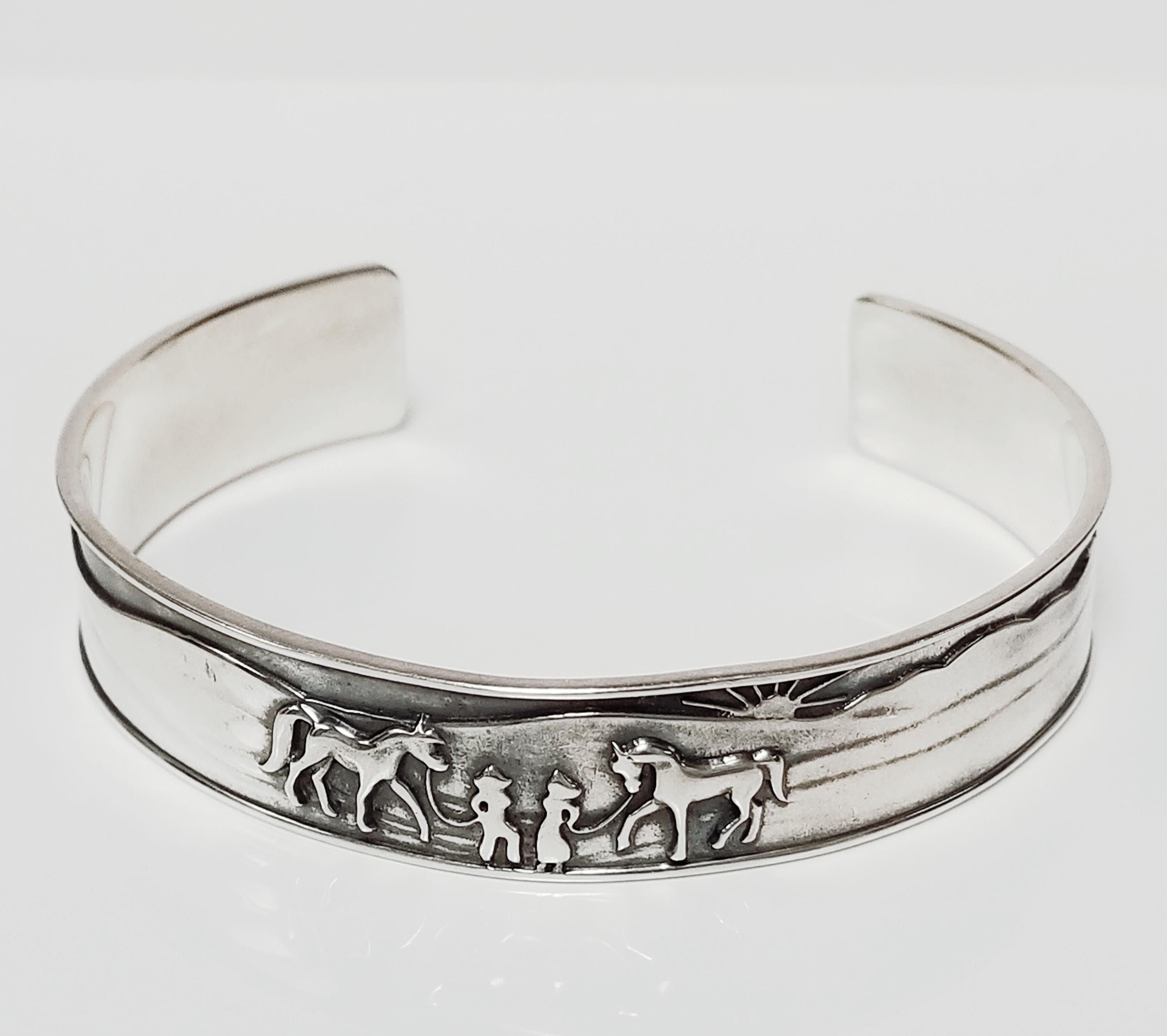 Vintage Sterling Silver Horse Cuff Bracelet - Etsy