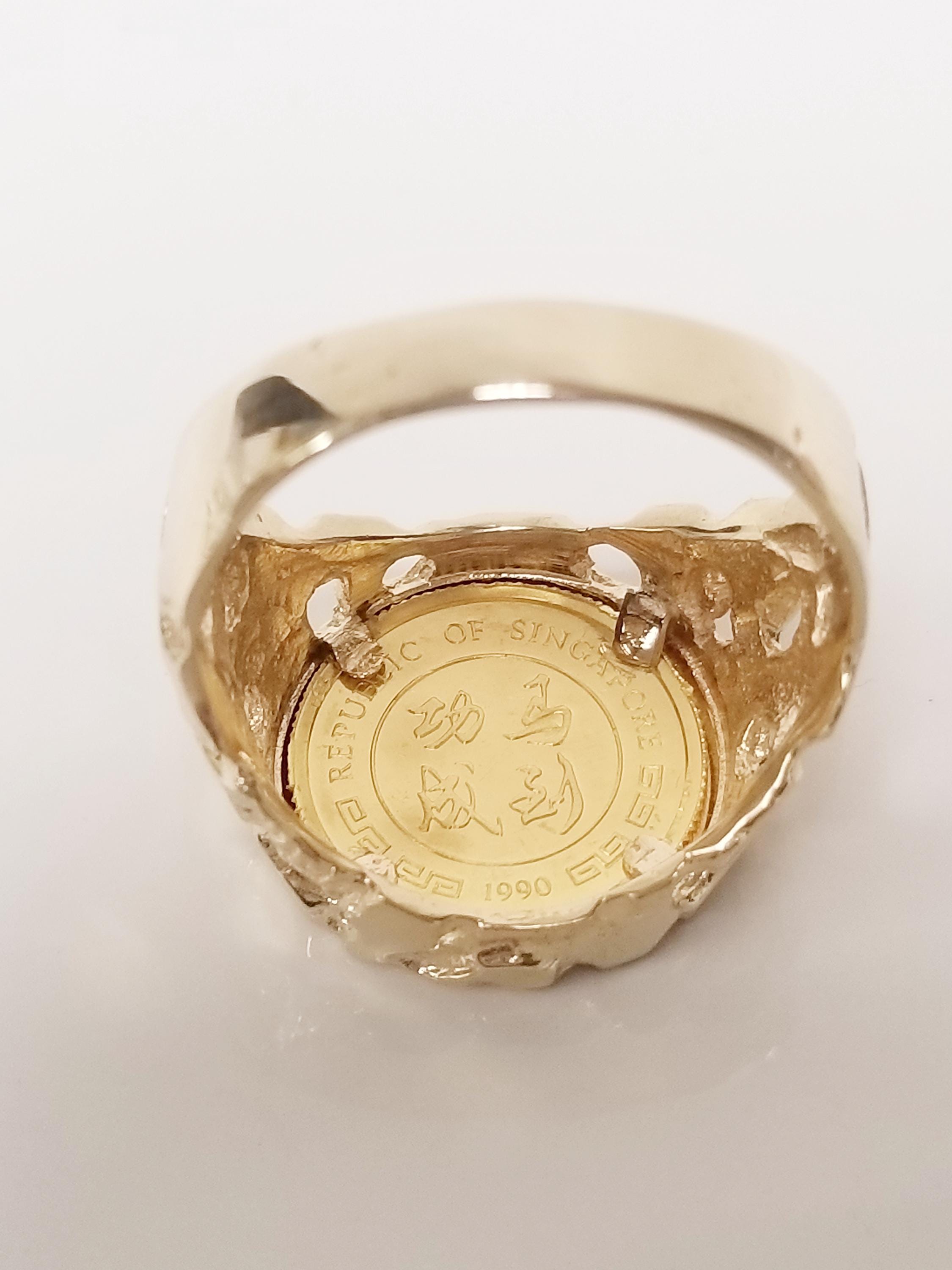 7.36 Grams Size 8.5 Estate 14k Yellow Gold 5 Singold Horse 1990