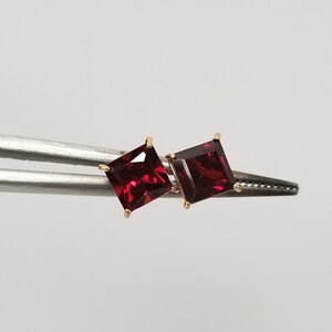 5mm Estate 14k Yellow Gold Red 1ct Natural Garnet Studs Earrings Stud G161 image 4