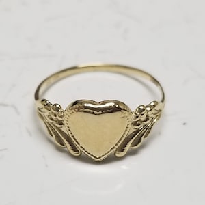 Anillo victoriano antiguo de oro amarillo de 10 k con monograma, inicial cursiva, corazón en mayúscula, talla 3, G12-1