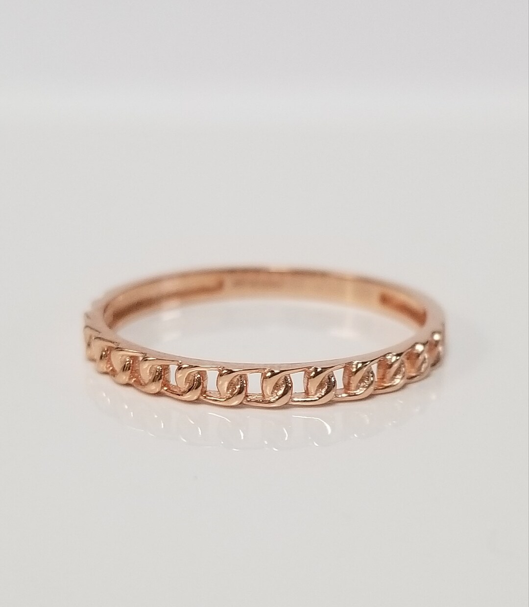 Size 7.5 Estate 14k Rose Gold Twist Rope Chain of Love Wedding Ring ...