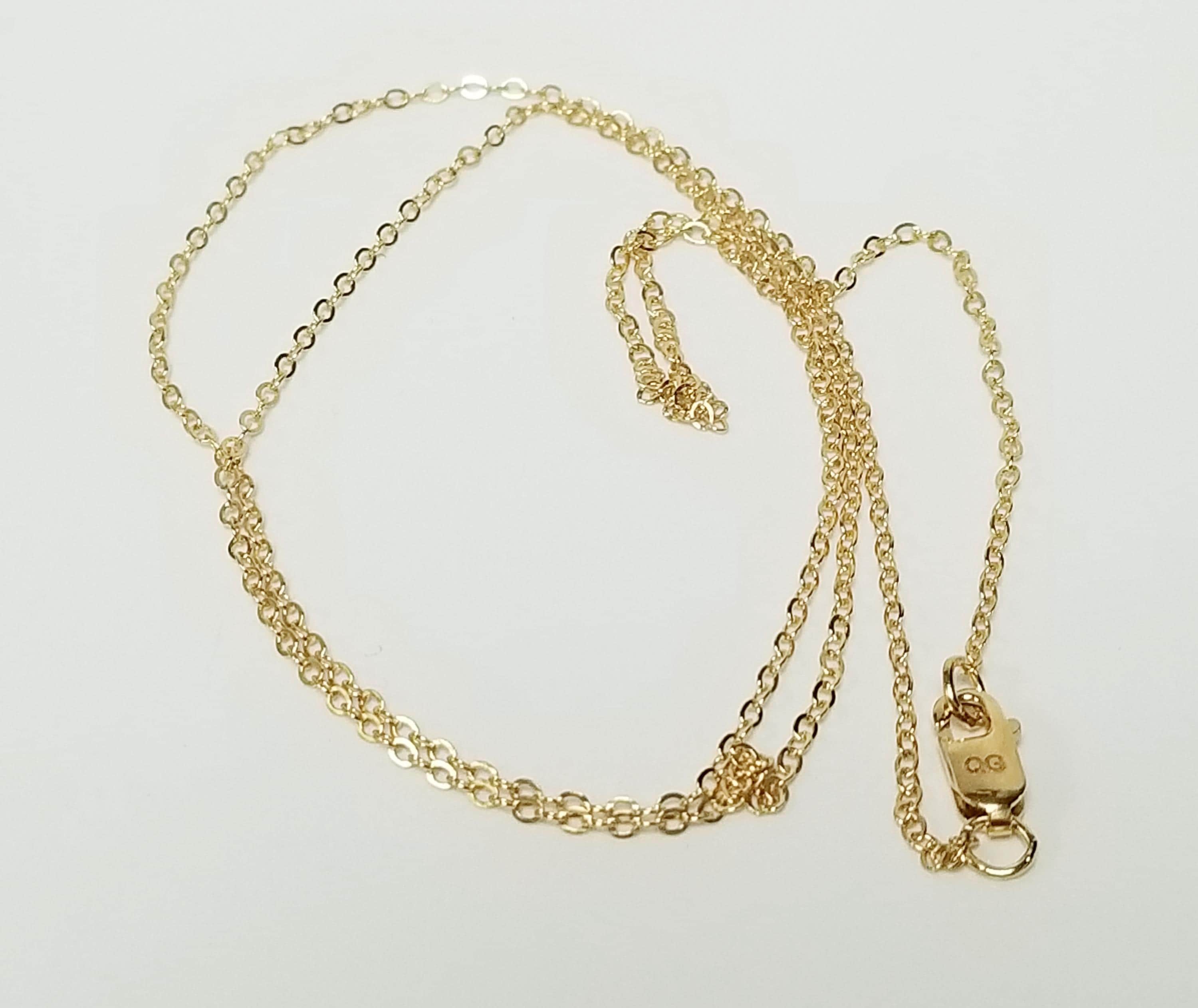 18" Estate 14k 1/20 Yellow Gold-Filled Flat Cable Single Link .80mm Bar Necklace Chain 1mm GF33