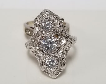 Tamanho 5 6 7 8 9 10 Prata esterlina 925 0,75 ct Cz Diamante Anel antigo de filigrana deslumbrante JL748