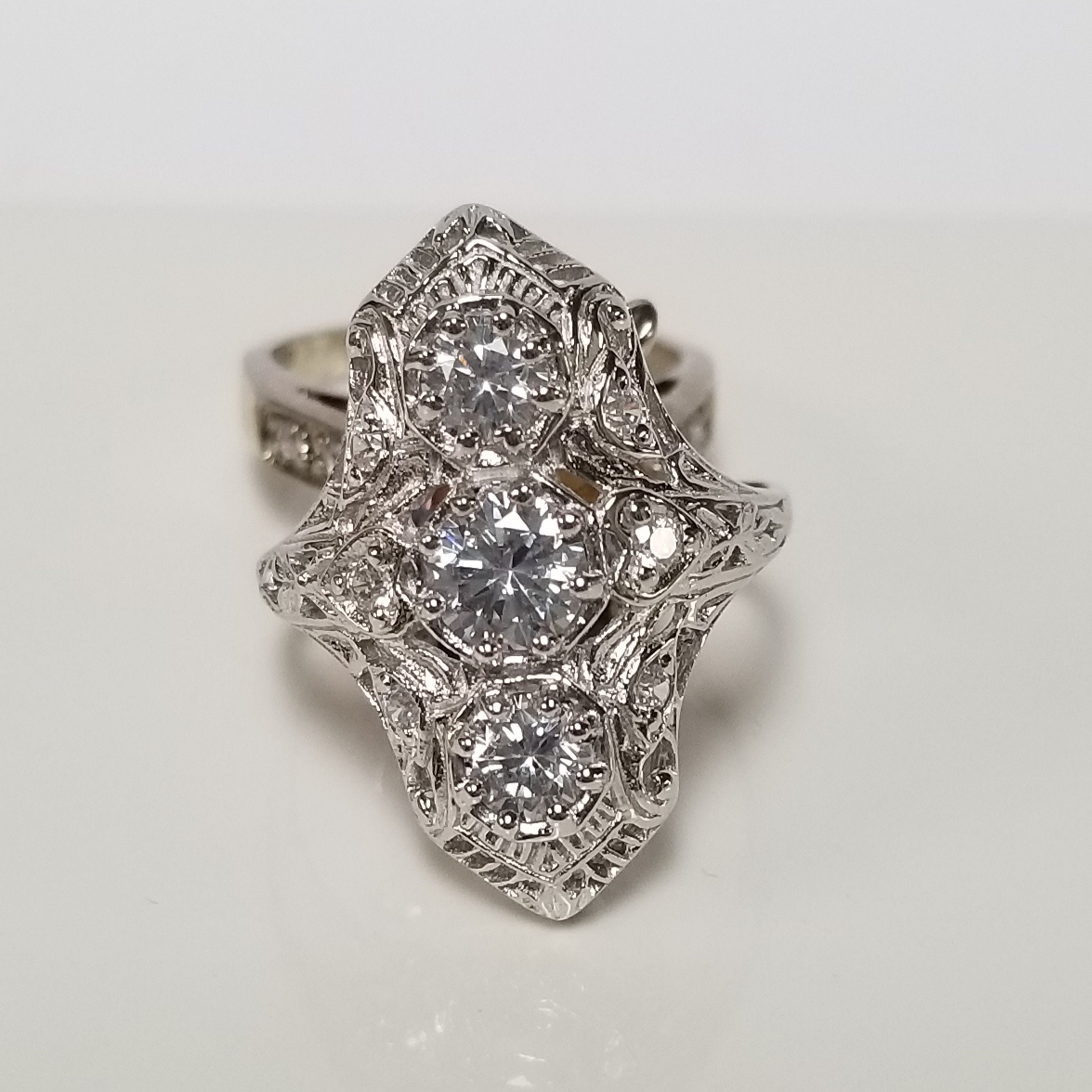 Size 5 6 7 8 9 10 Estate Sterling Silver 925 .75ct Cz Diamond