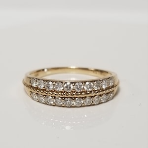 Size 7 Estate 14k Yellow Gold .50ct Round Cut Diamond Wedding Band Ring OJ39