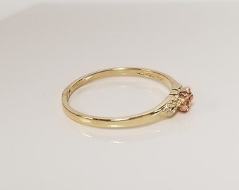 Size 7 Estate 10k Yellow Rose Gold Leaf Black Hills Flower Size 7 Estate 10k Yellow Rose Gold Leaf Black Hills Flower
