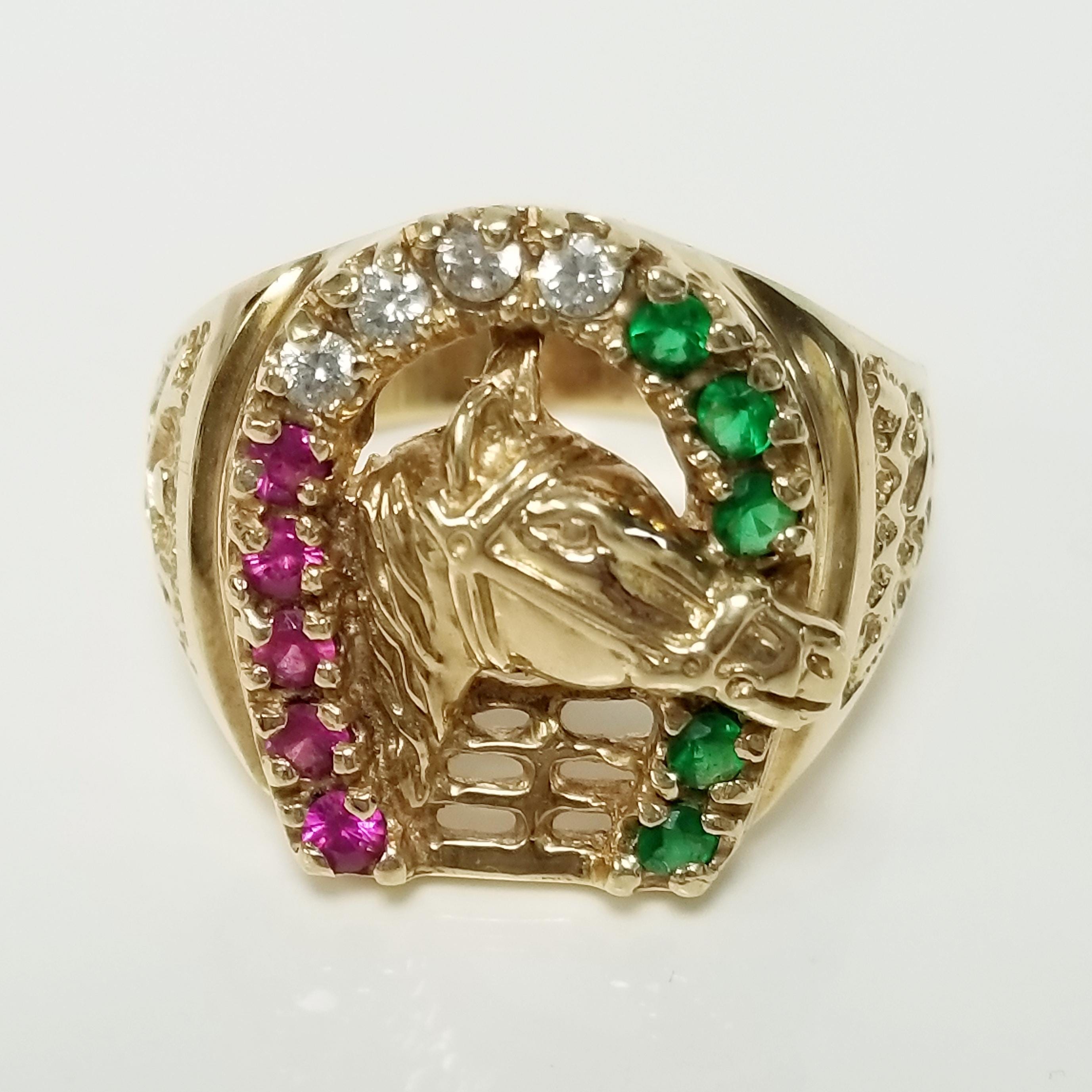 nff☆holy rood ring 10.41 Grams Size 10.5 Estate 14k Yellow Gold .50ct Ruby