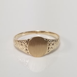 Sale Size 6 Estate 14k Yellow Gold Monogram Ring Signet Initial Midi Flower Pinky Polished or Unpolished G190