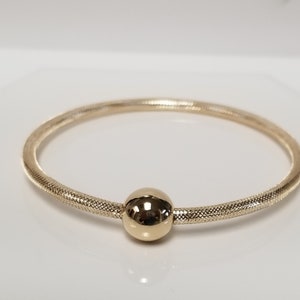 Venta 1,30 gramos Venta 2,25" Estate 14k Oro amarillo 4 mm Pulsera Brazalete Brazalete Corte Diamante Malla Elástica G448