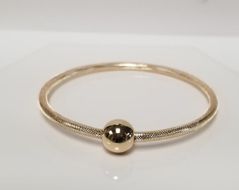 Sale 1.30 Grams Sale 2.25" Estate 14k Yellow Gold 4mm Bracelet Bangle Cuff Diamond Cut Stretch Mesh G448