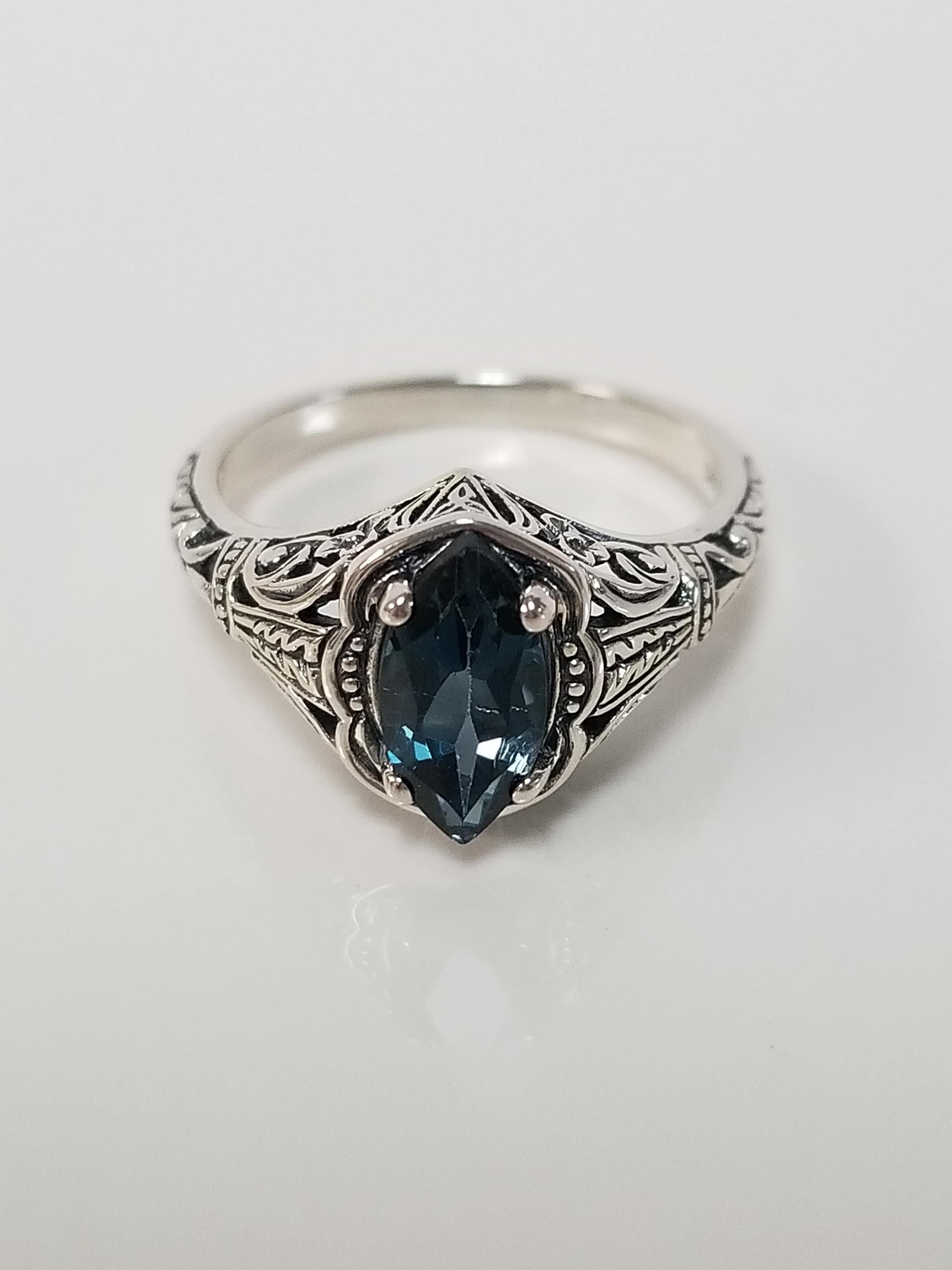 Size 5 6 7 9 Estate Sterling Silver 925 Blue 1ct Topaz Tanzanite