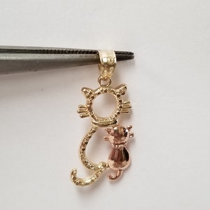 3/4" Estate 14k Yellow Rose Gold Cat Diamond Cut Felix Pendant Charm G132