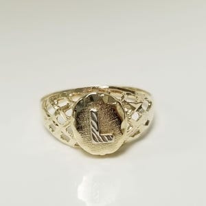 Size 7 Sale Estate 14k Yellow Gold Monogram L Initial Filigree Capital Midi Art Deco Vintage Ring GS2160-06