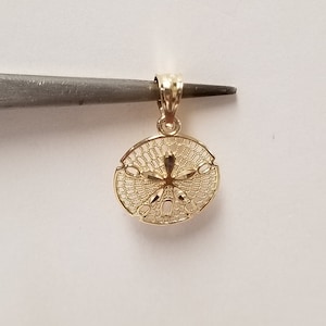 3/4&quot; Estate 14k Yellow Gold Sand Dollar Pendant Beach Charm Anklet Ocean Diamond Cut G424