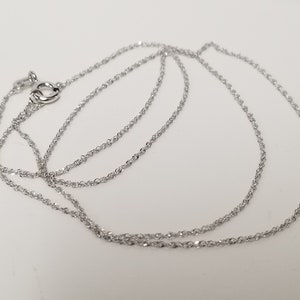 Sale 16&quot; or 18&quot; Estate 14k White Gold Singapore Necklace .80mm Chain Double Link Links Diamond Cut G79
