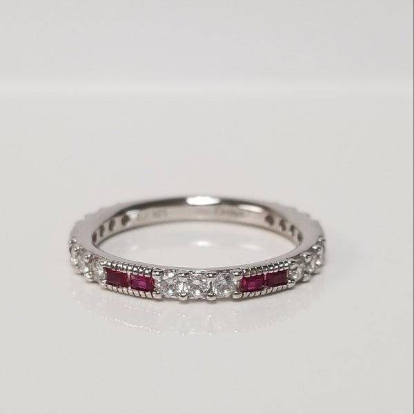 Size 6 7 or 8 Estate Sterling Silver 925 Ruby .25ct Gem Red Cz Diamond Stack Wedding Band Ring Stunning GQ6