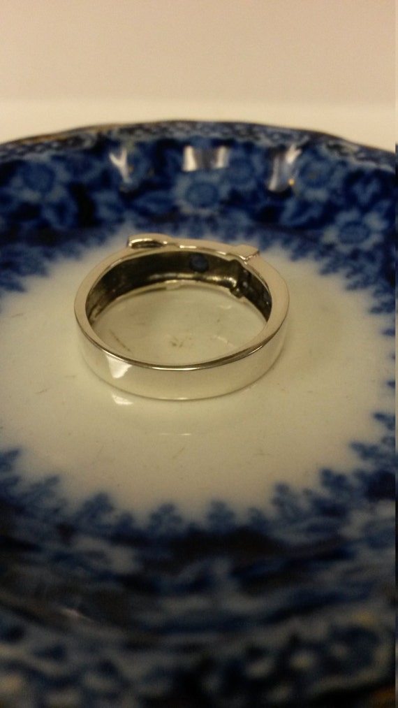 Estate Sterling Silver 925 Natural Blue .20ct Sapphire Belt Buckle