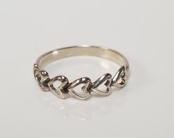 Bague coeur à coeur en argent sterling 925 avec anneau d'amour Anniversaire Chérie R64