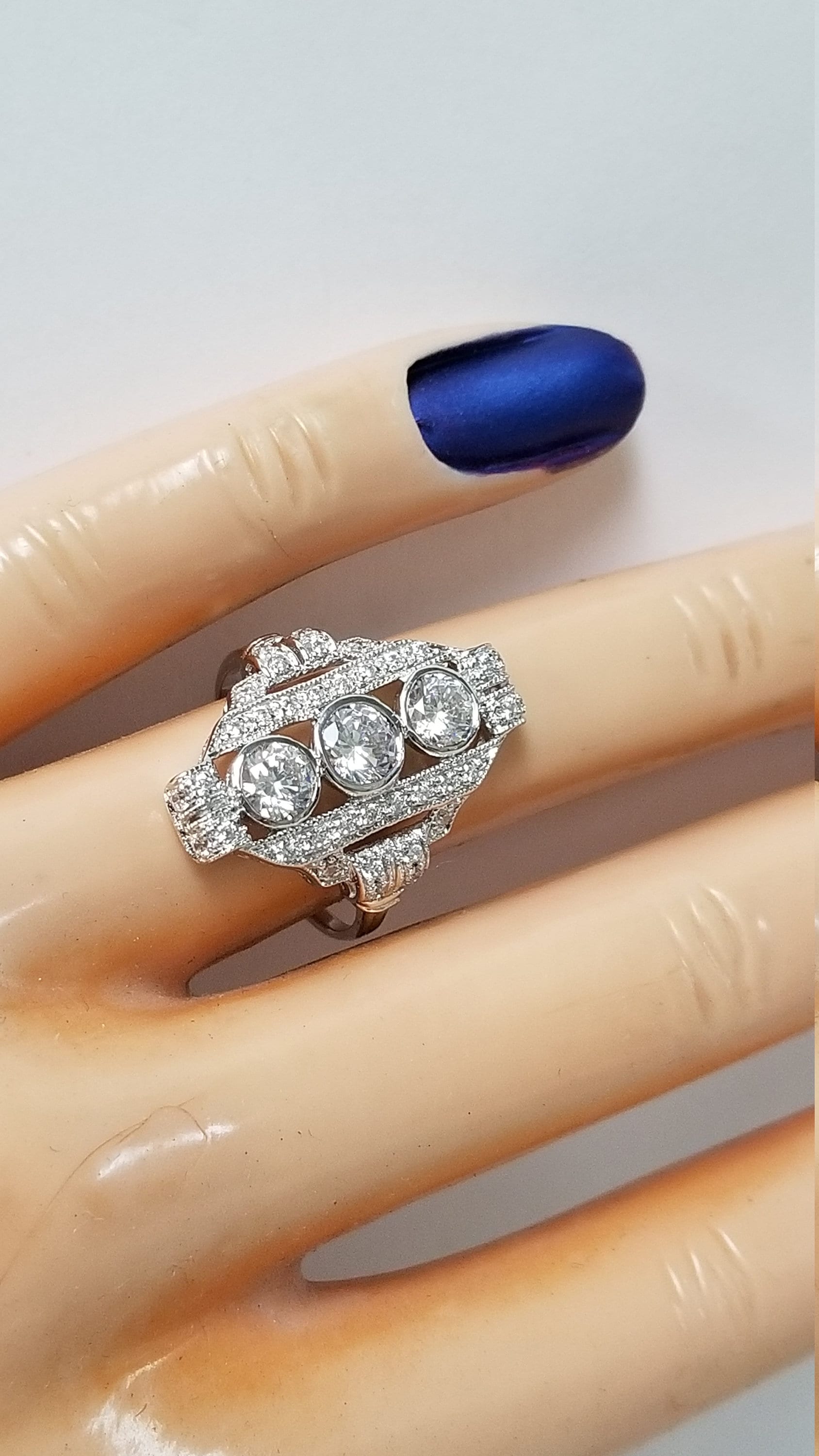 Size 7 8 9 Estate Sterling Silver 925 1ct Cz Diamond Stunning