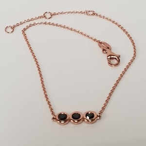 Sale Size 8&quot; 7.25&quot; 6.5&quot; Estate 10k Rose Gold Black .35ct Diamond Bracelet .80mm  Anniversary Birthday M15