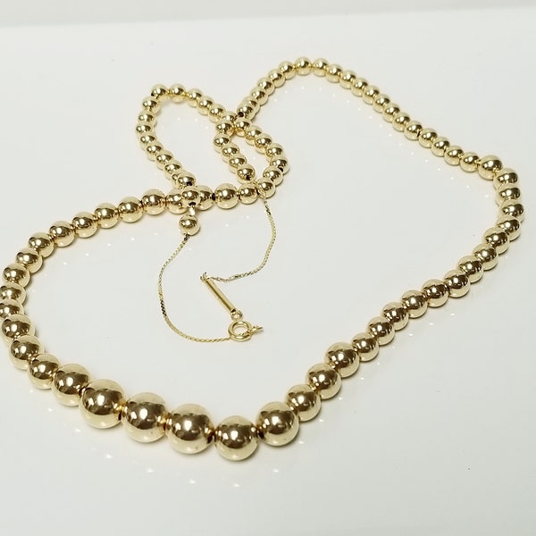 Sale 20" Estate 14k Yellow Gold Necklace 4mm 5mm 6mm 7mm 8mm Ball Chain Serpentine Links 18" Wall