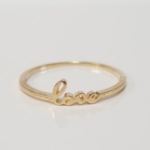 Rozmiar 7 lub 8 Estate 14k żółte złoto Twist Rope Cursive LOVE Heart Ring Sweetheart Band Promise GS1880-2